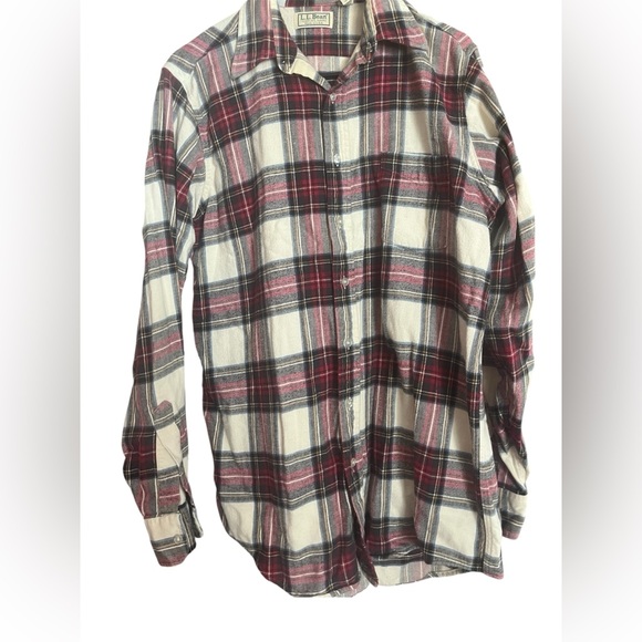 L.L. Bean Other - Vintage LL Bean Shirt Mens Medium Tall Red Cream Tartan Plaid Flannel USA MADE